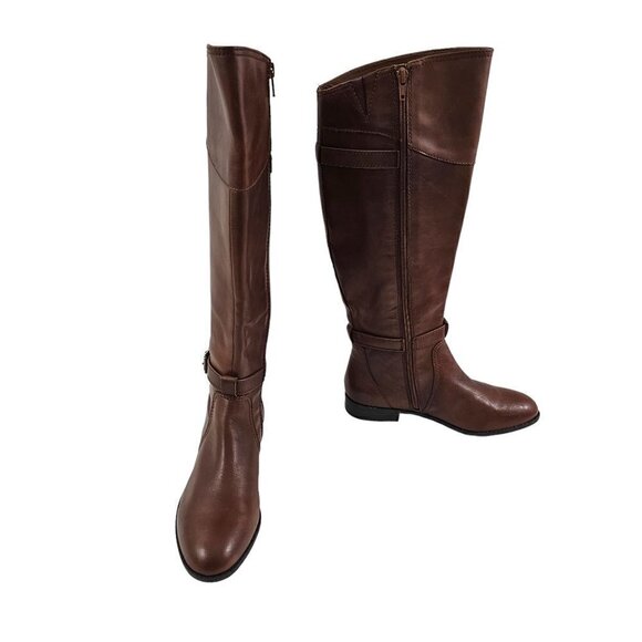 Alex Marie Women’s Tall Brown Knee High Leather Riding Boots Size 6.5M - Picture 1 of 16